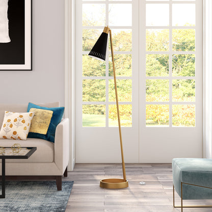 Black Reading Floor Lamp w/ Black Shade