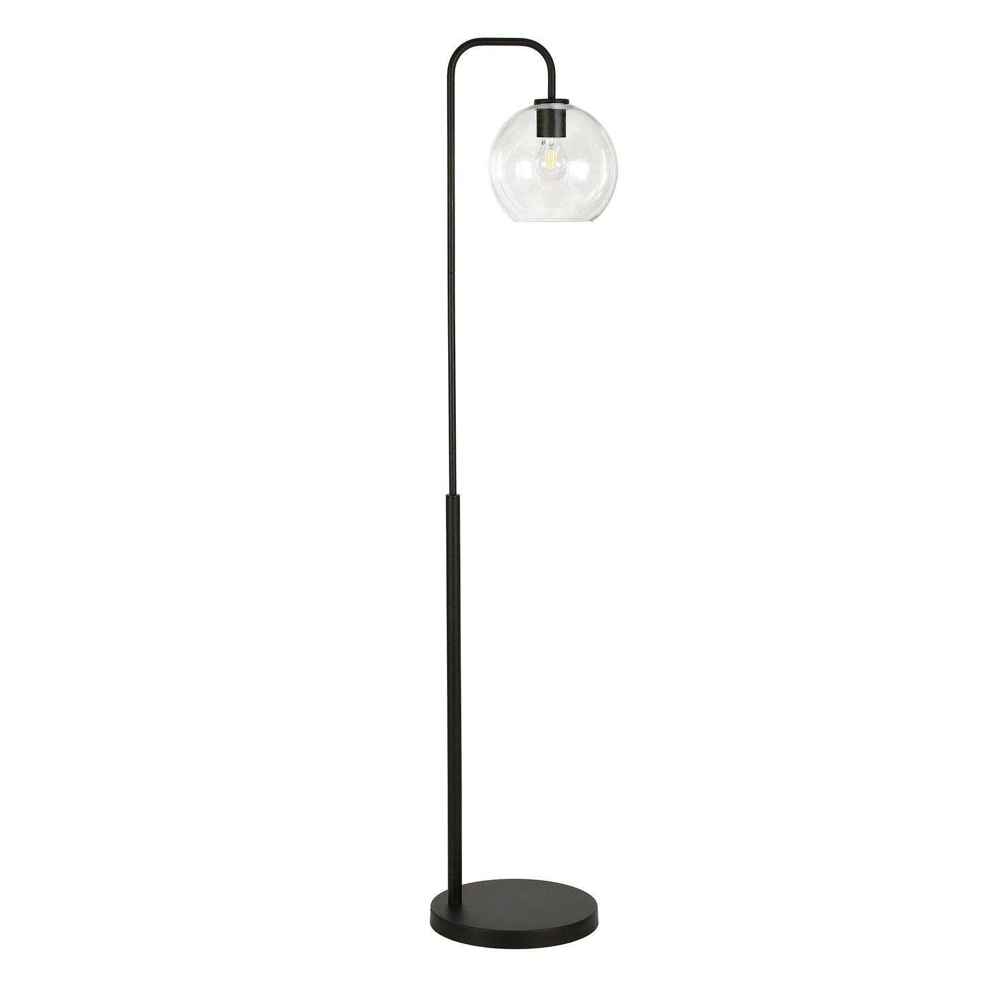 Black Floor Lamp w/ Clear Glass Shade