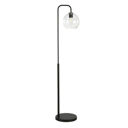 Black Floor Lamp w/ Clear Glass Shade