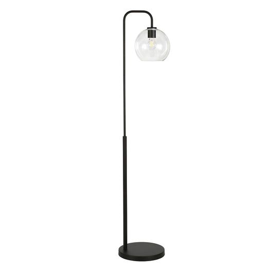 Black Floor Lamp w/ Clear Glass Shade