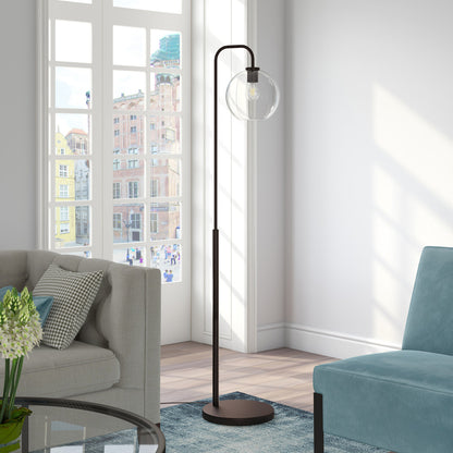 Black Floor Lamp w/ Clear Glass Shade