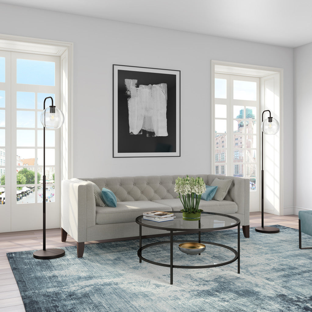 Black Floor Lamp w/ Clear Glass Shade