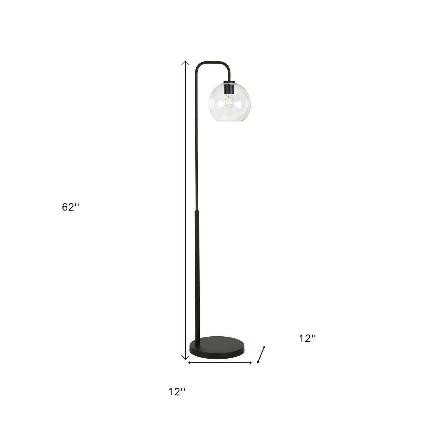 Black Floor Lamp w/ Clear Glass Shade