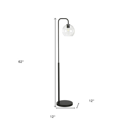 Black Floor Lamp w/ Clear Glass Shade
