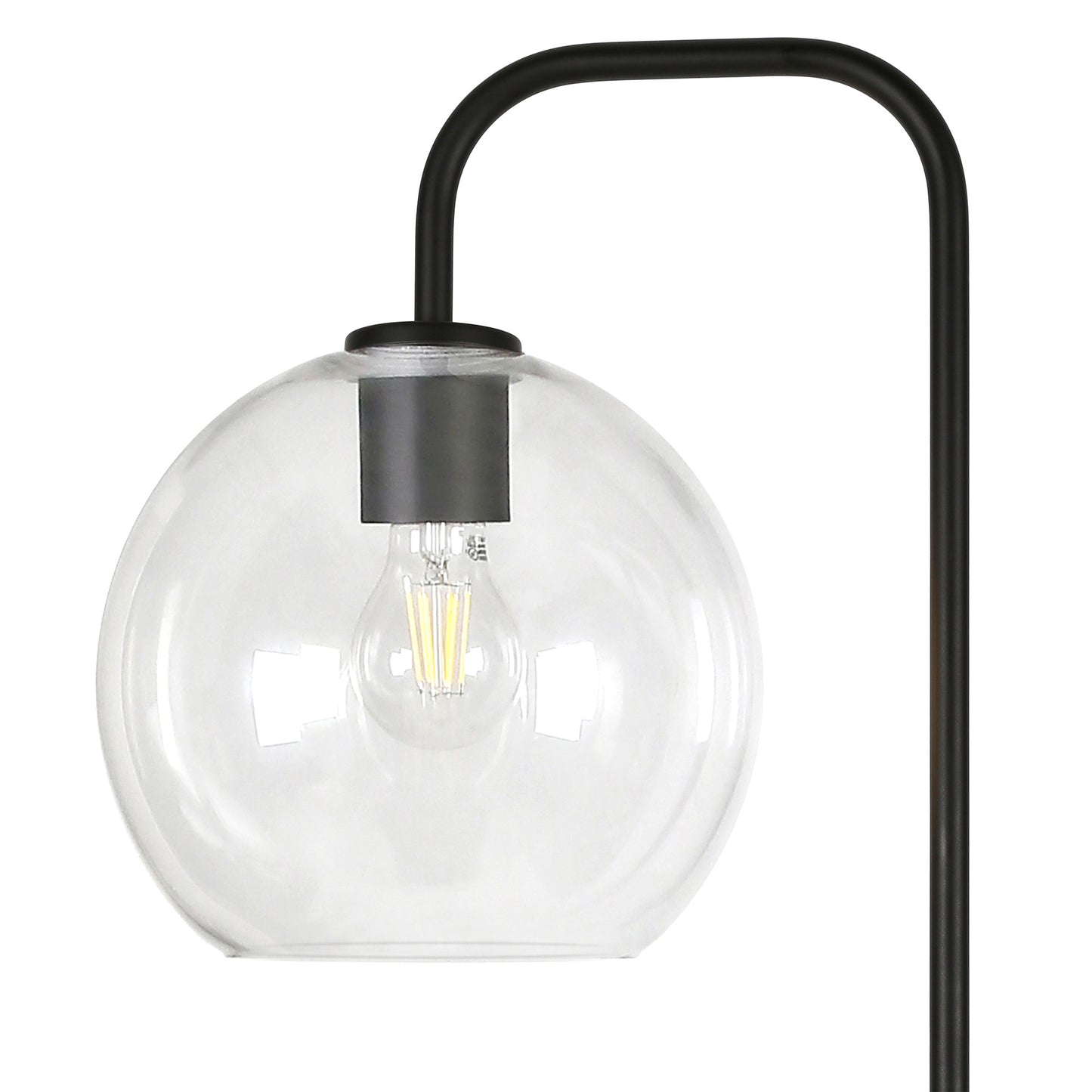 Black Floor Lamp w/ Clear Glass Shade