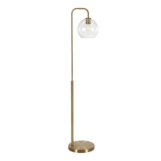 Brass Floor Lamp w/ Clear Glass Shade