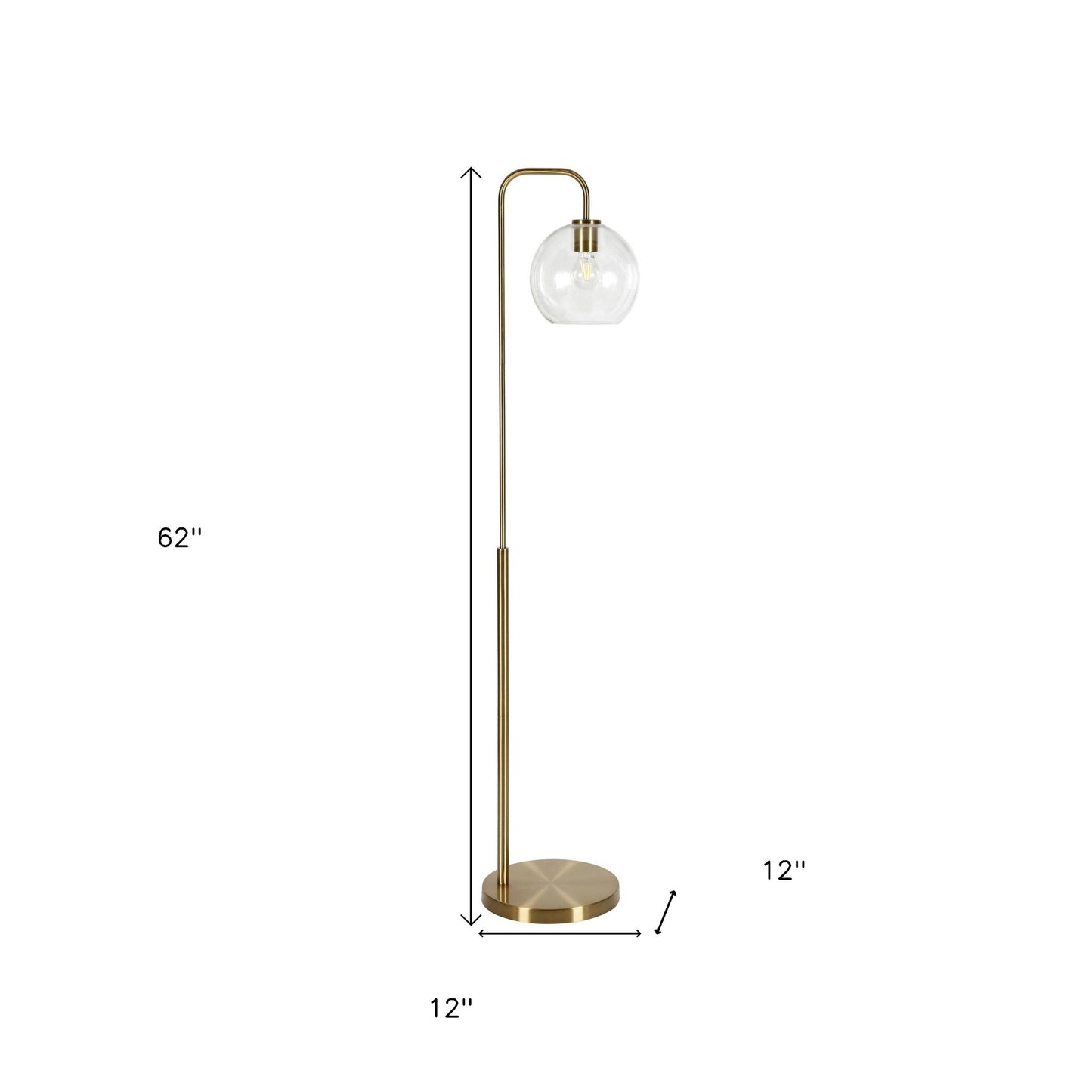 Brass Floor Lamp w/ Clear Glass Shade