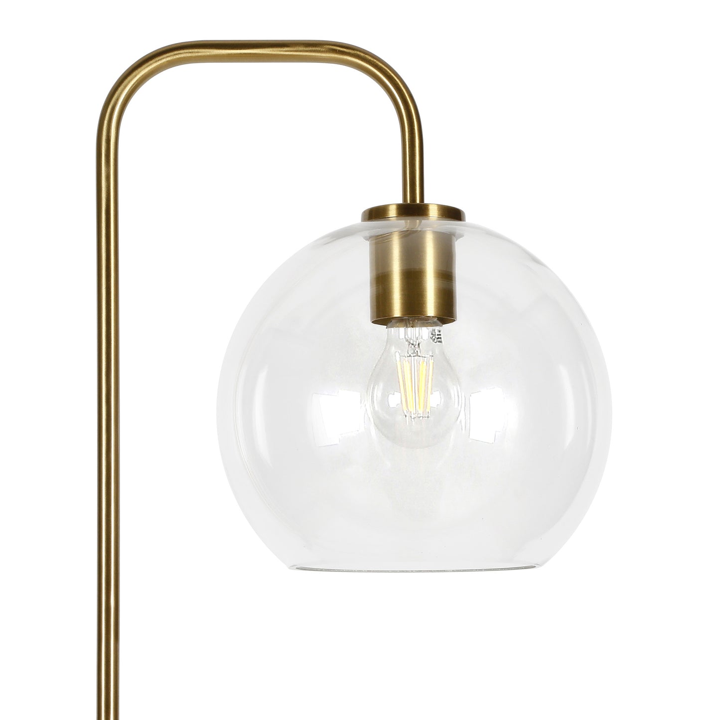 Brass Floor Lamp w/ Clear Glass Shade