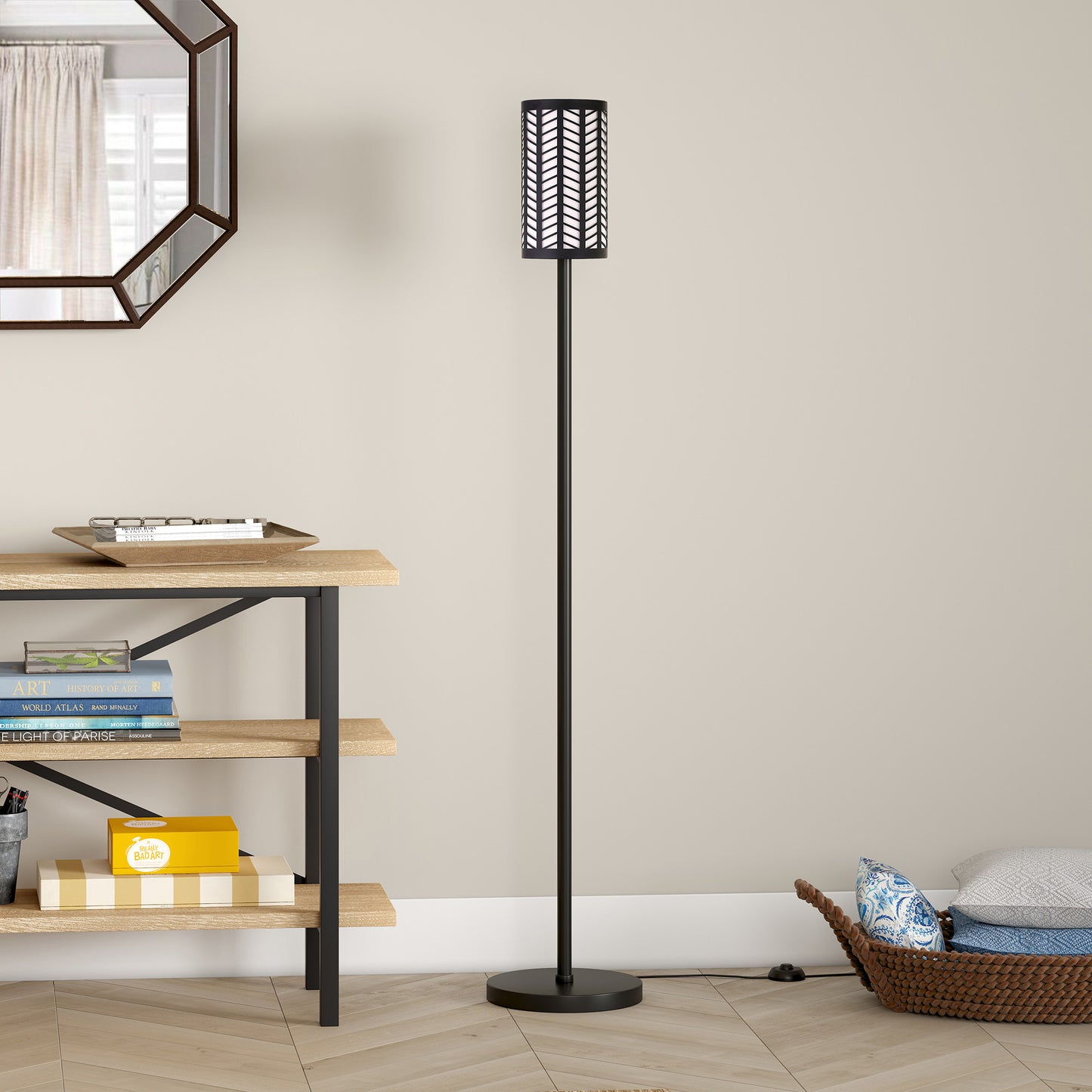 Black Torchiere Floor Lamp w/ Shade