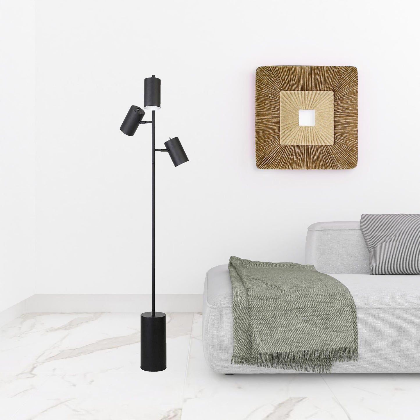 Black 3-Light Tree Floor Lamp w/ Shade