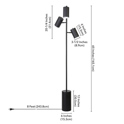 Black 3-Light Tree Floor Lamp w/ Shade
