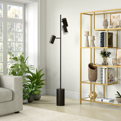 Black 3-Light Tree Floor Lamp w/ Shade