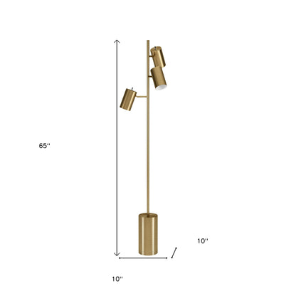 Brass 3-Light Tree Floor Lamp w/ Brass Shade