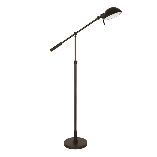 Black Adjustable Swing Arm Floor Lamp w/ Black Shade