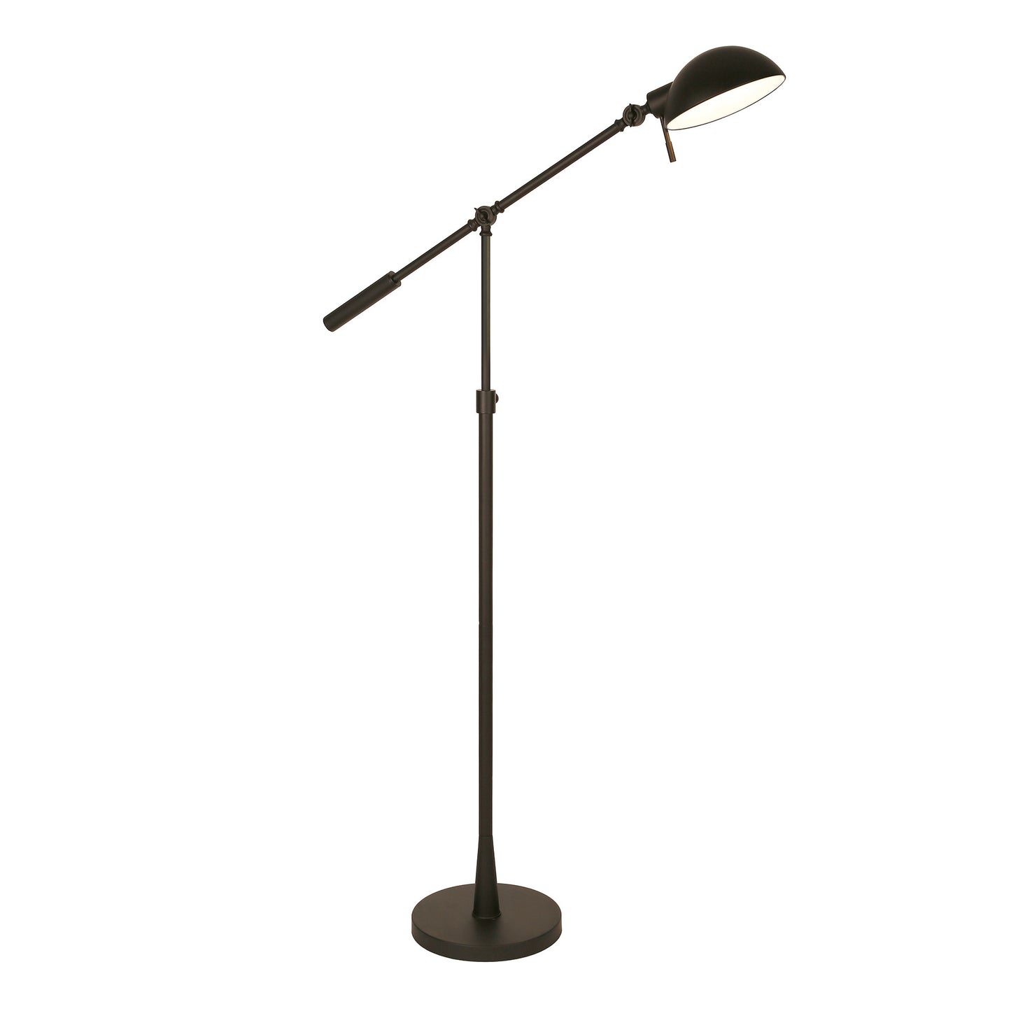 Black Adjustable Swing Arm Floor Lamp w/ Black Shade