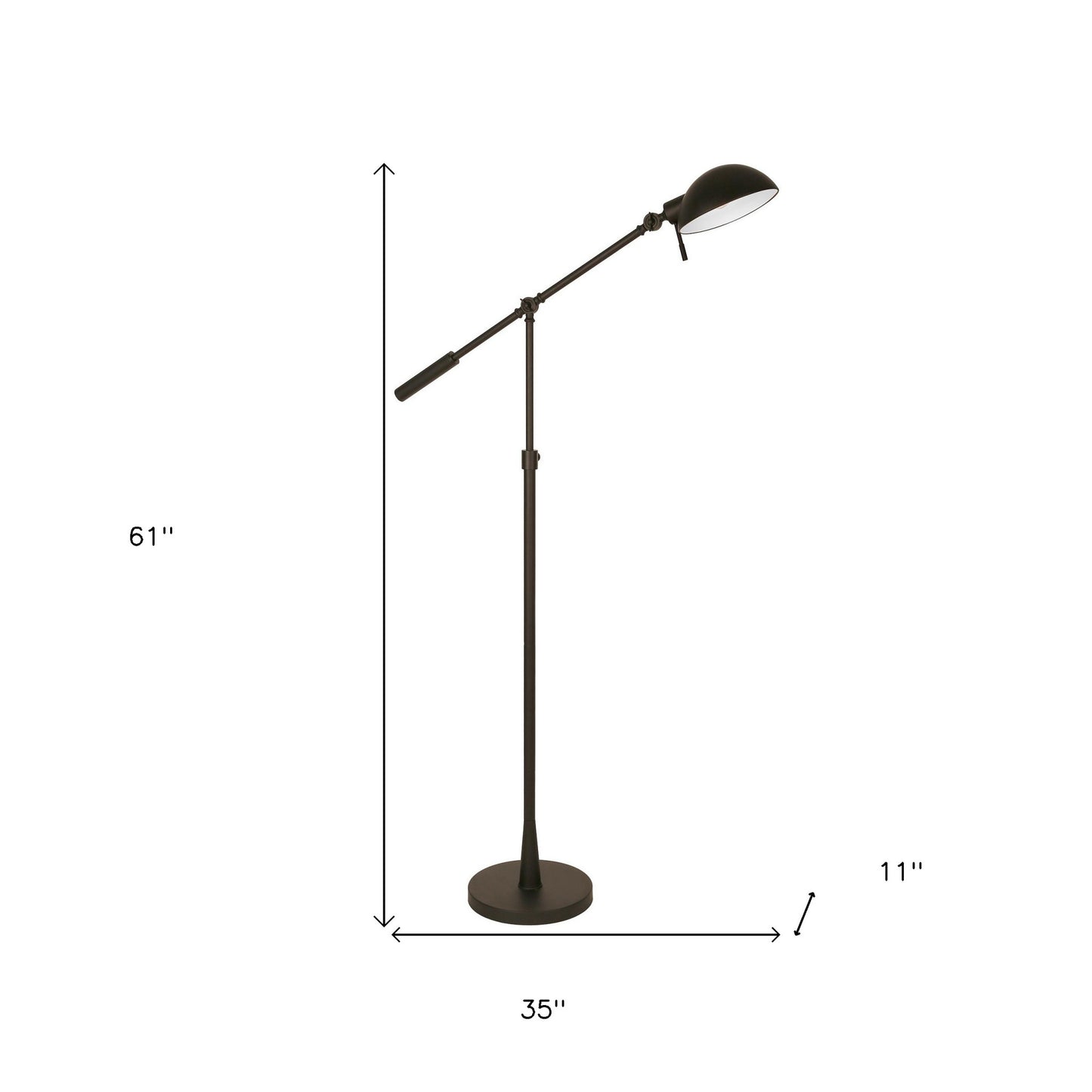 Black Adjustable Swing Arm Floor Lamp w/ Black Shade
