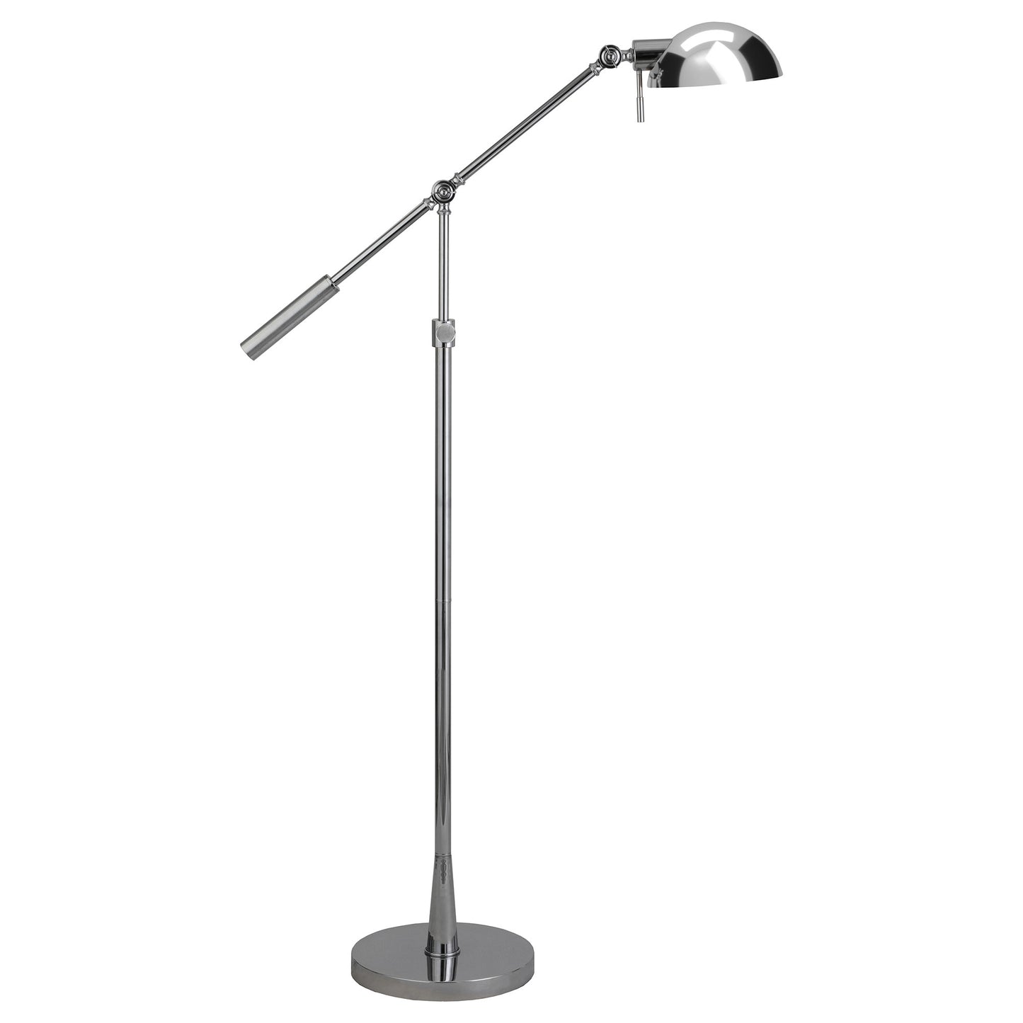 Nickel Adjustable Swing Arm Floor Lamp w/ Nickel Shade