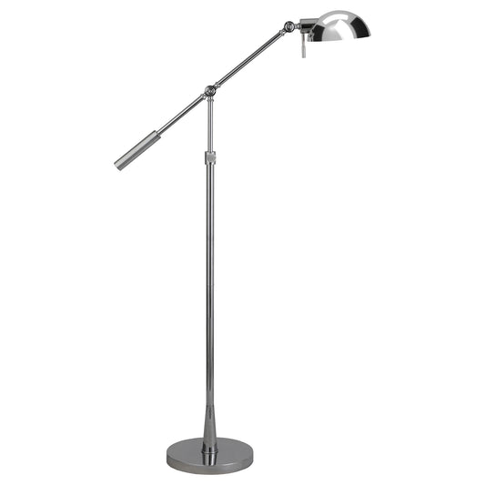 Nickel Adjustable Swing Arm Floor Lamp w/ Nickel Shade