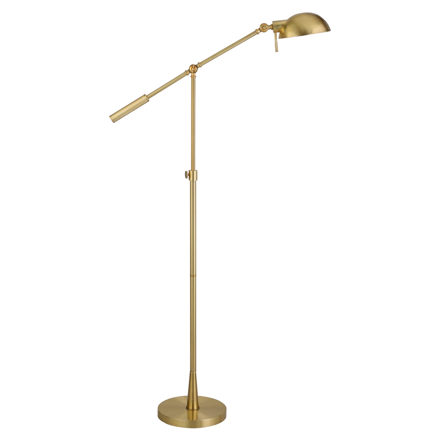 Brass Adjustable Swing Arm Floor Lamp w/ Gold Shade