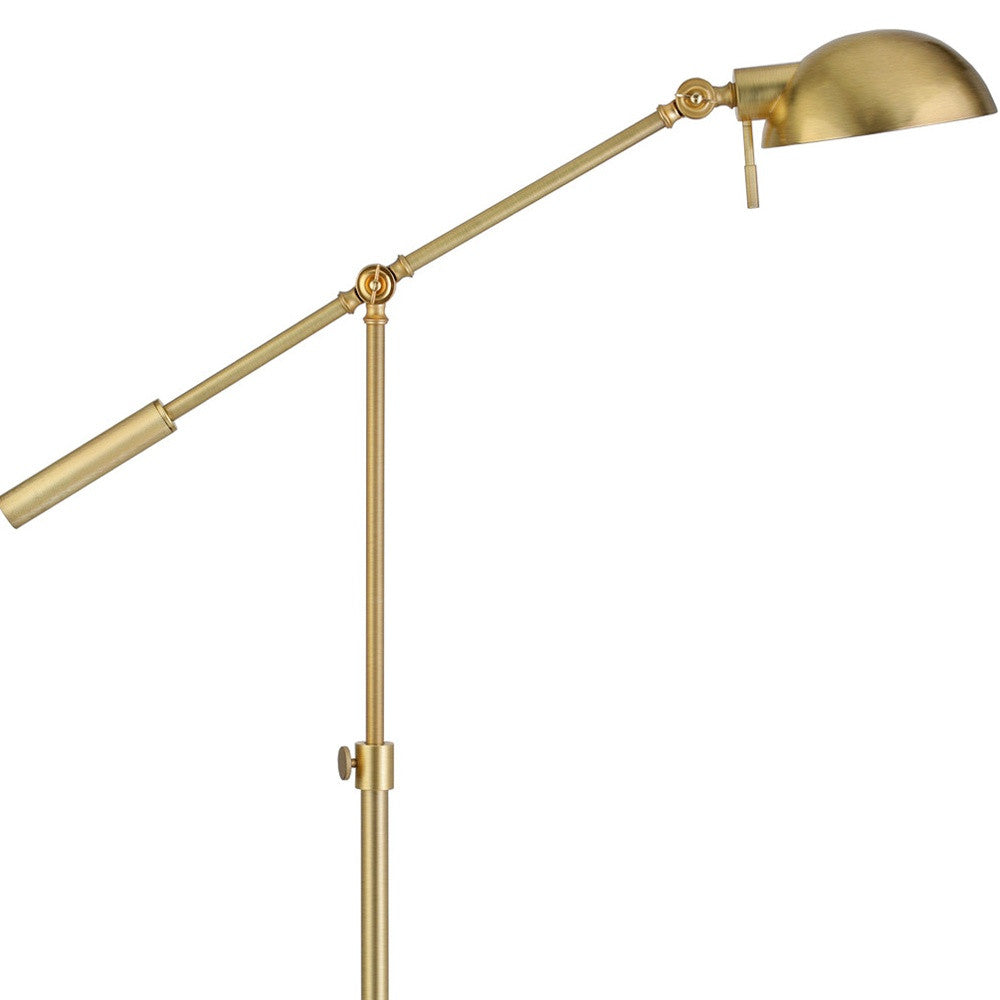 Brass Adjustable Swing Arm Floor Lamp w/ Gold Shade