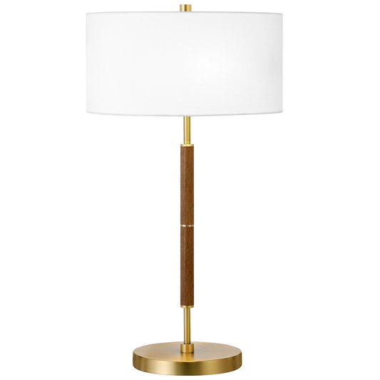 Gold & Oak Two Light Table Lamp w/ Shade