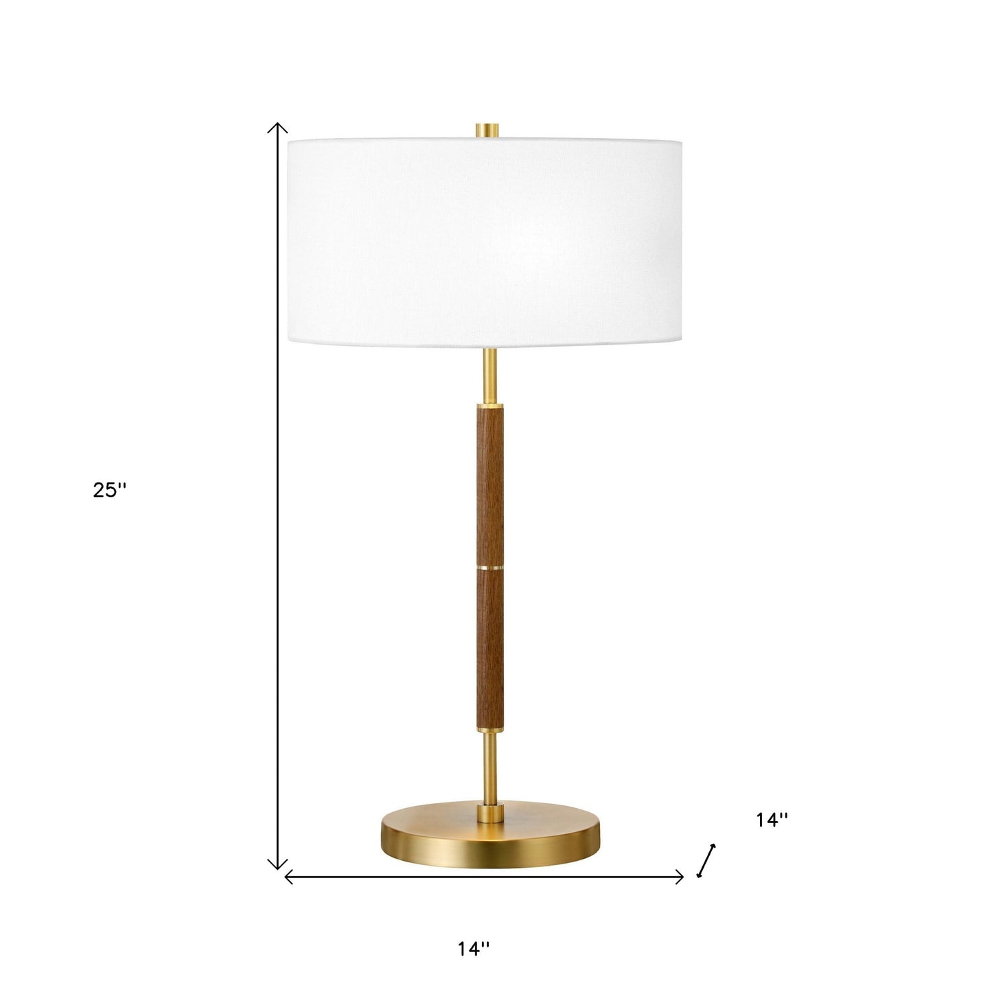 Gold & Oak Two Light Table Lamp w/ Shade