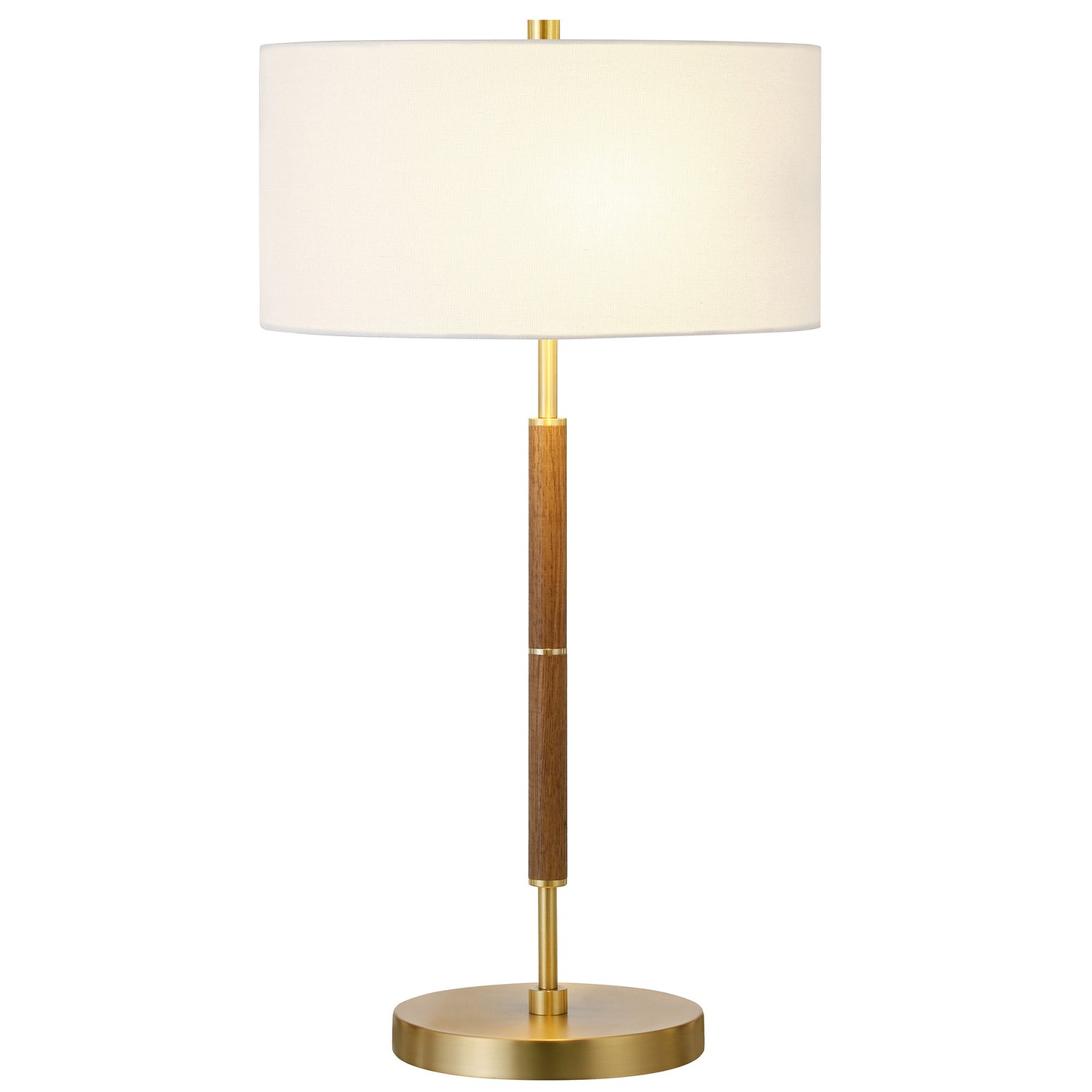 Gold & Oak Two Light Table Lamp w/ Shade