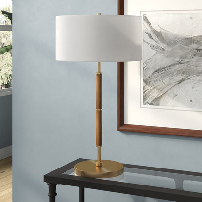 Gold & Oak Two Light Table Lamp w/ Shade