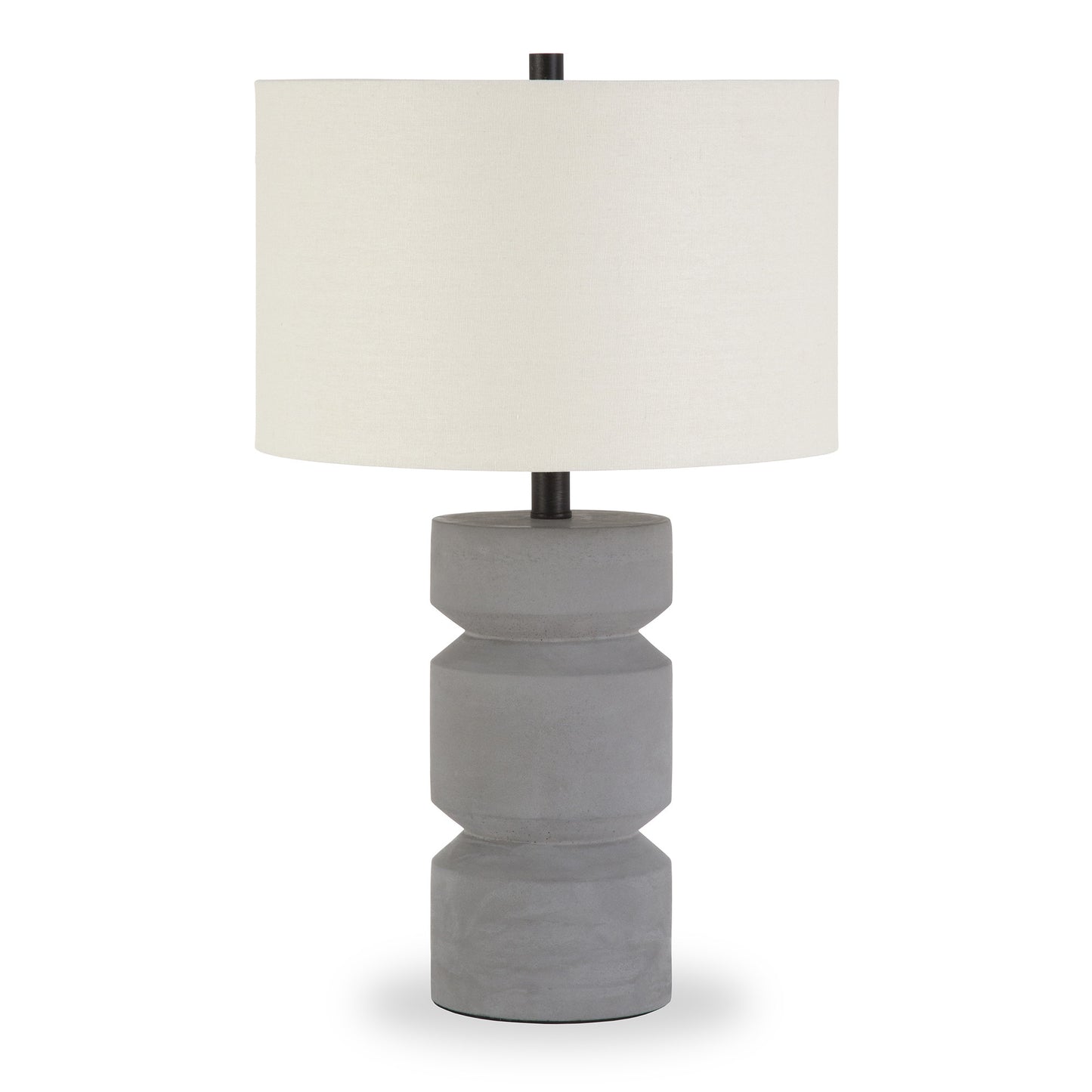 Gray Concrete Faceted Column Table Lamp w/ Shade