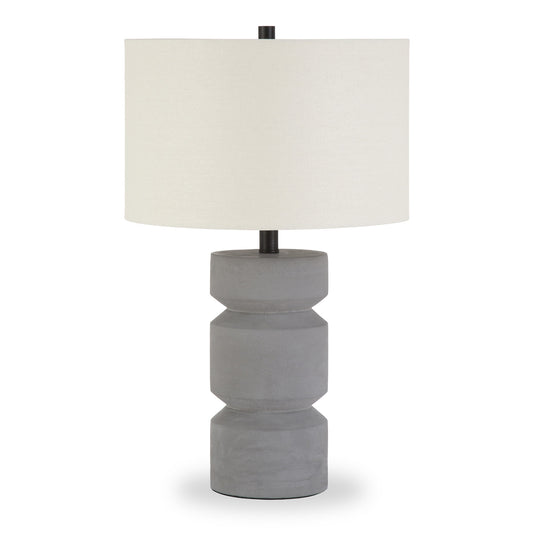 Gray Concrete Faceted Column Table Lamp w/ Shade