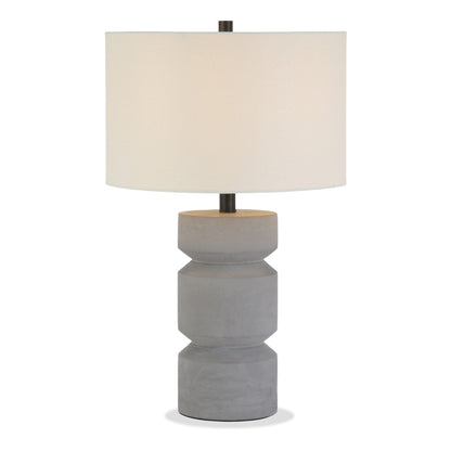 Gray Concrete Faceted Column Table Lamp w/ Shade