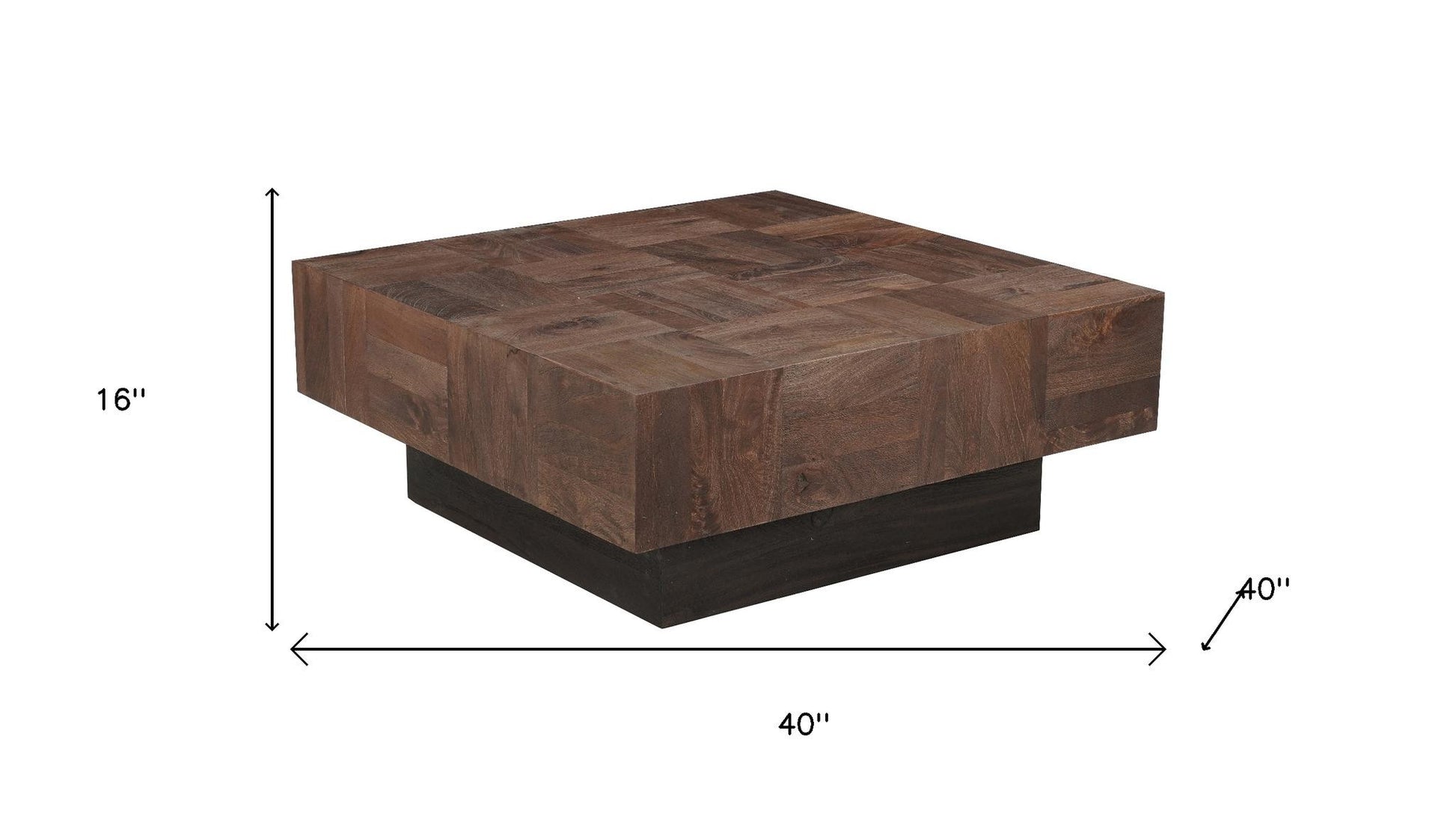 Dark Brown & Black Solid Wood Square Block Coffee Table image 8