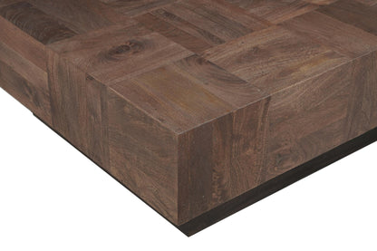 Dark Brown & Black Solid Wood Square Block Coffee Table image 6