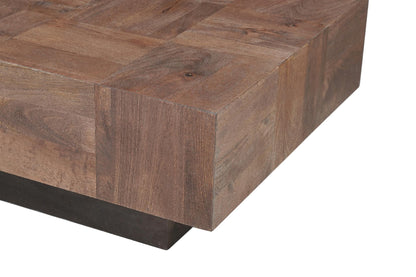 Dark Brown & Black Solid Wood Square Block Coffee Table image 7