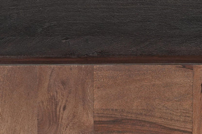 Dark Brown & Black Solid Wood Square Block Coffee Table image 9