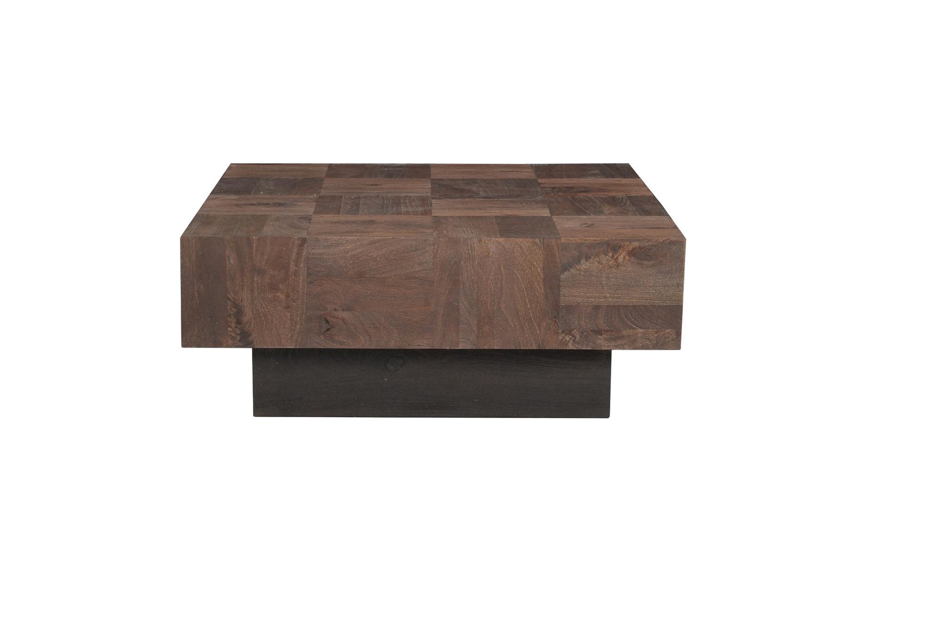 Dark Brown & Black Solid Wood Square Block Coffee Table image 5