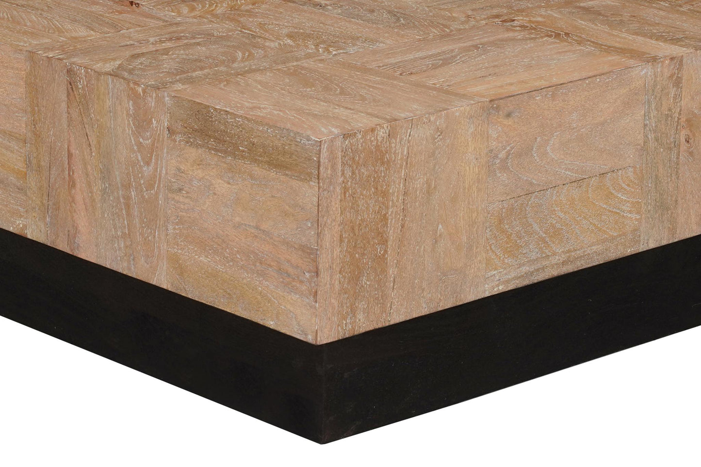 Brown & Black Solid Wood Square Block Coffee Table image 6