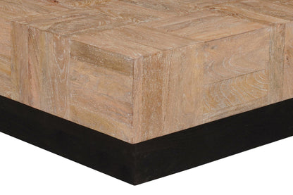 Brown & Black Solid Wood Square Block Coffee Table image 6