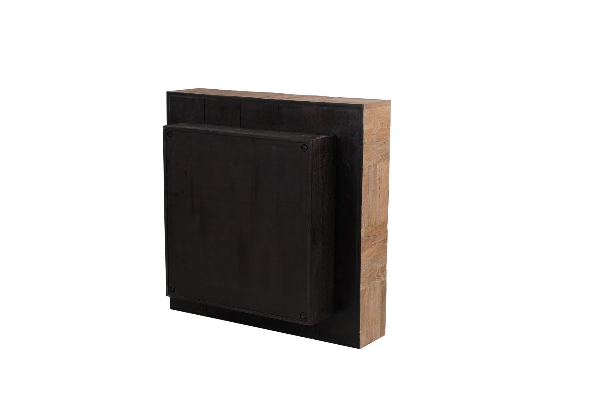 Brown & Black Solid Wood Square Block Coffee Table image 5