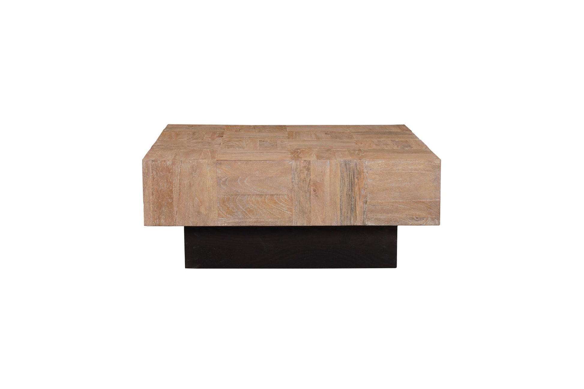 Brown & Black Solid Wood Square Block Coffee Table image 2