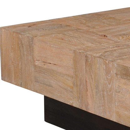 Brown & Black Solid Wood Square Block Coffee Table image 7