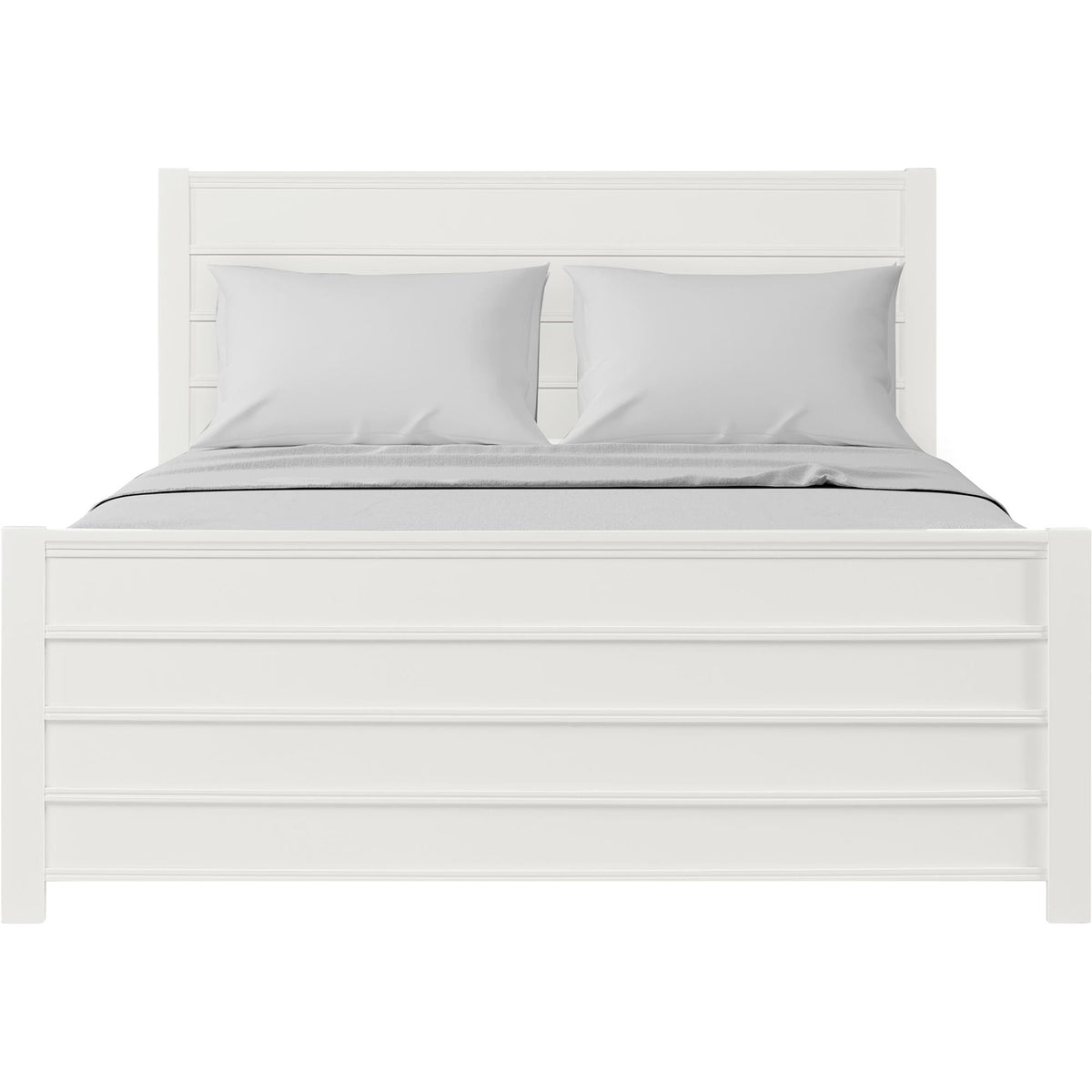 White Shiplap Texture Solid Wood King Bed w/ Drawers
