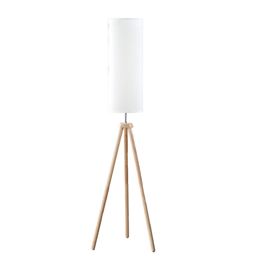 Natural Wood Look Tripod Floor Lamp w/ Shade