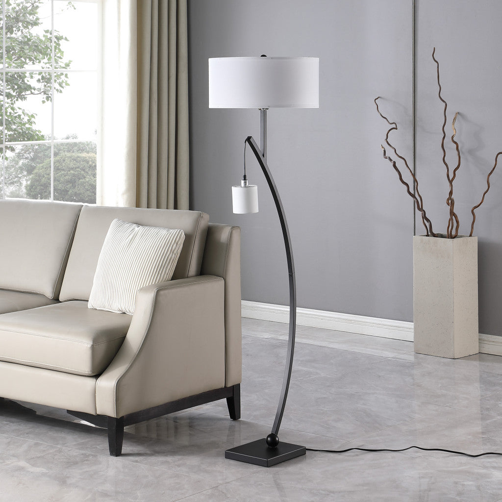 Matte Black Dual Arc Floor Lamp w/ Shade