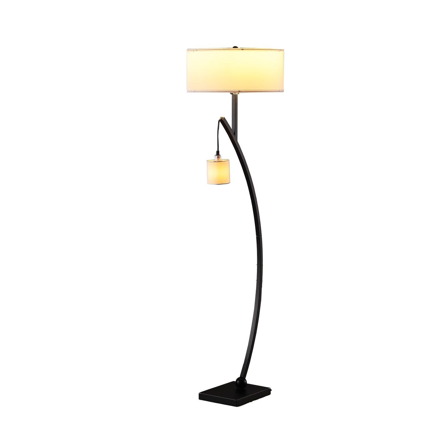 Matte Black Dual Arc Floor Lamp w/ Shade