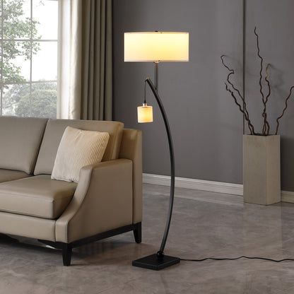Matte Black Dual Arc Floor Lamp w/ Shade