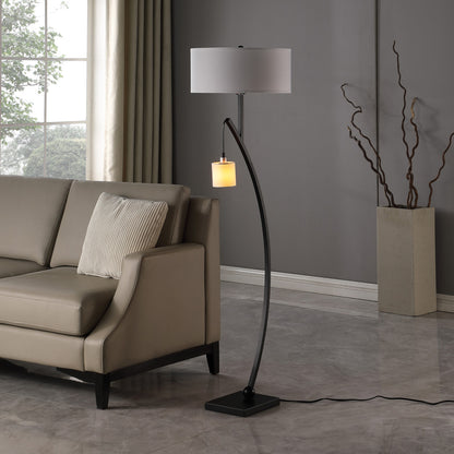 Matte Black Dual Arc Floor Lamp w/ Shade