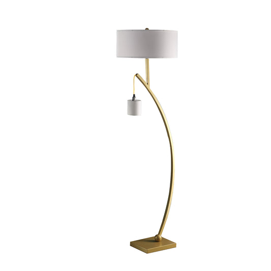 Matte Gold Dual Arc Floor Lamp w/ Shade