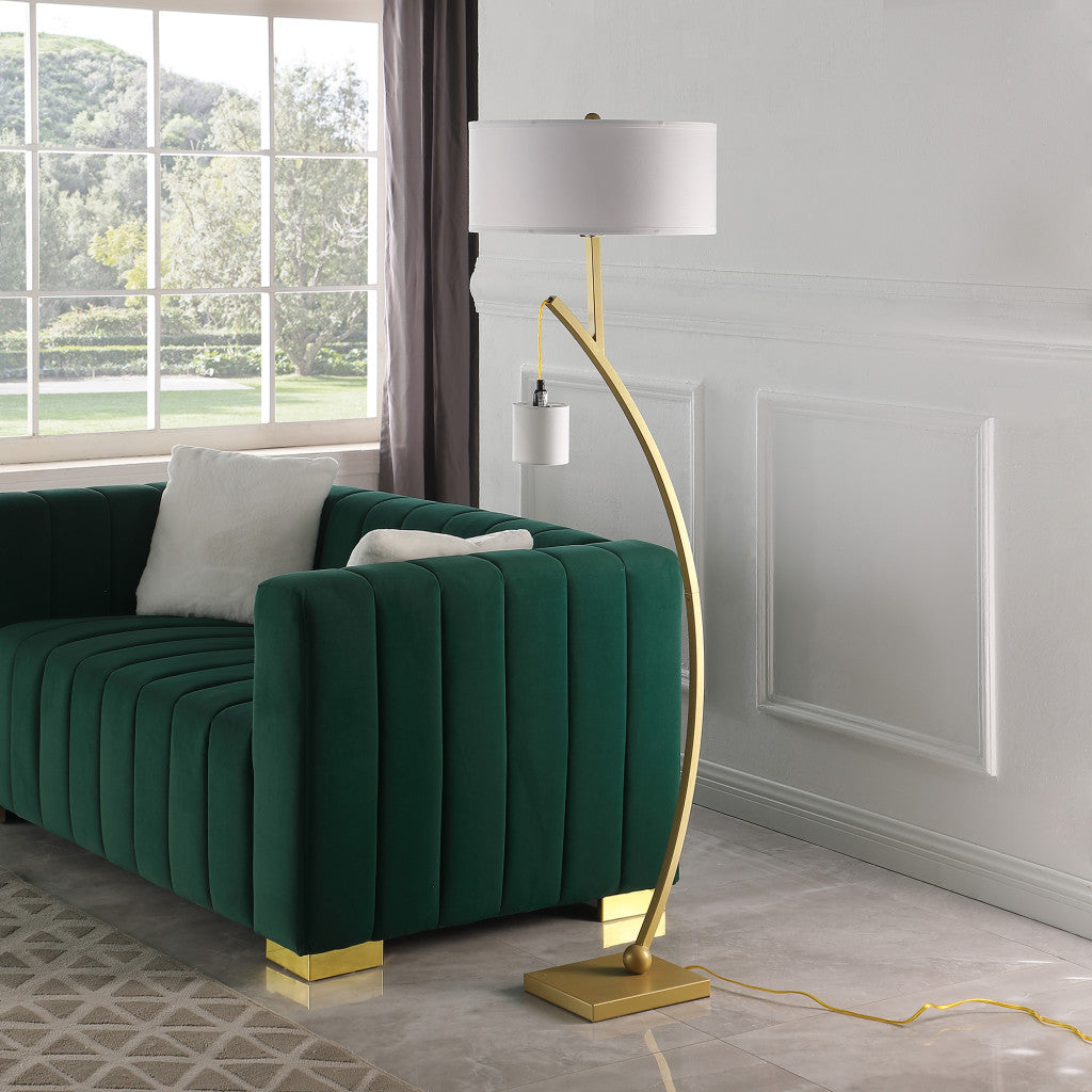 Matte Gold Dual Arc Floor Lamp w/ Shade