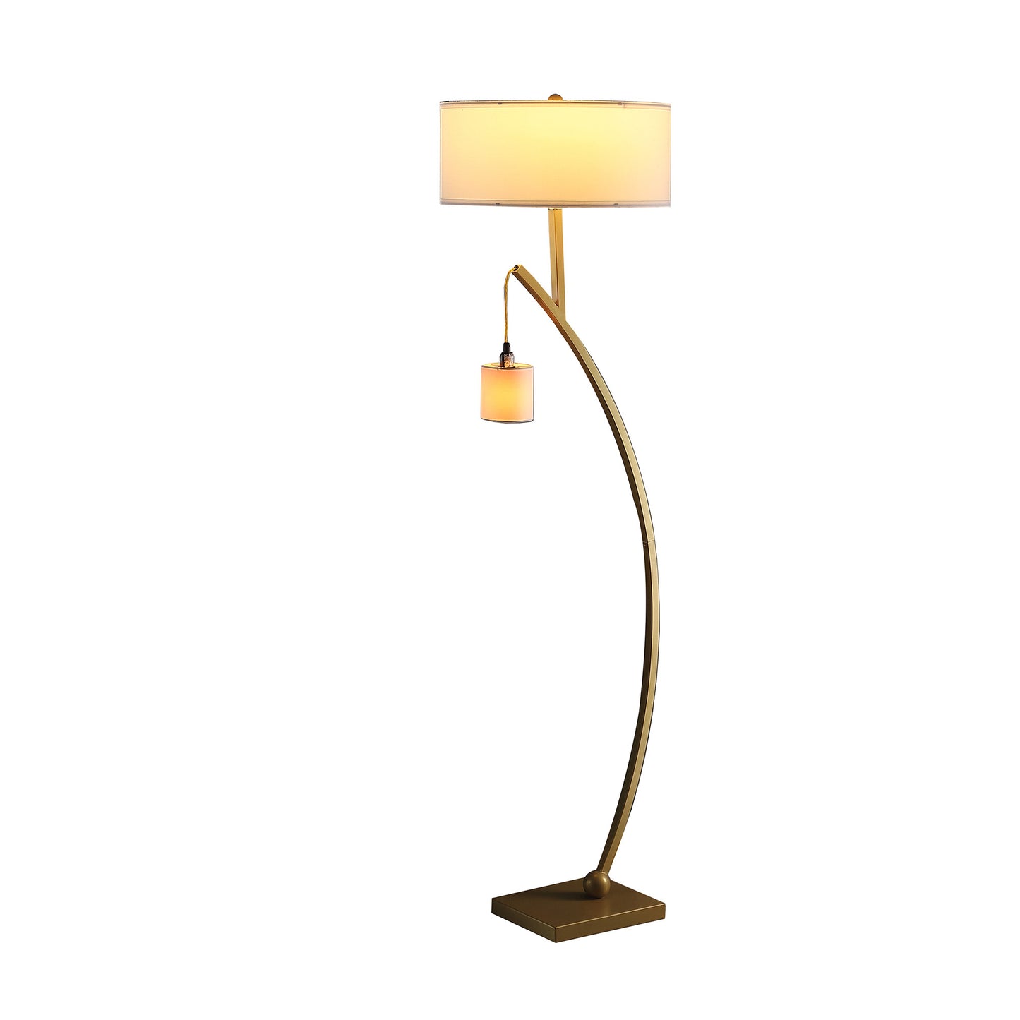 Matte Gold Dual Arc Floor Lamp w/ Shade